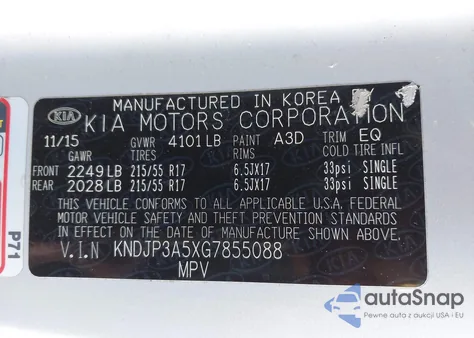 2016 Kia Soul + from USA, damaged, VIN KNDJP3A5XG7855088